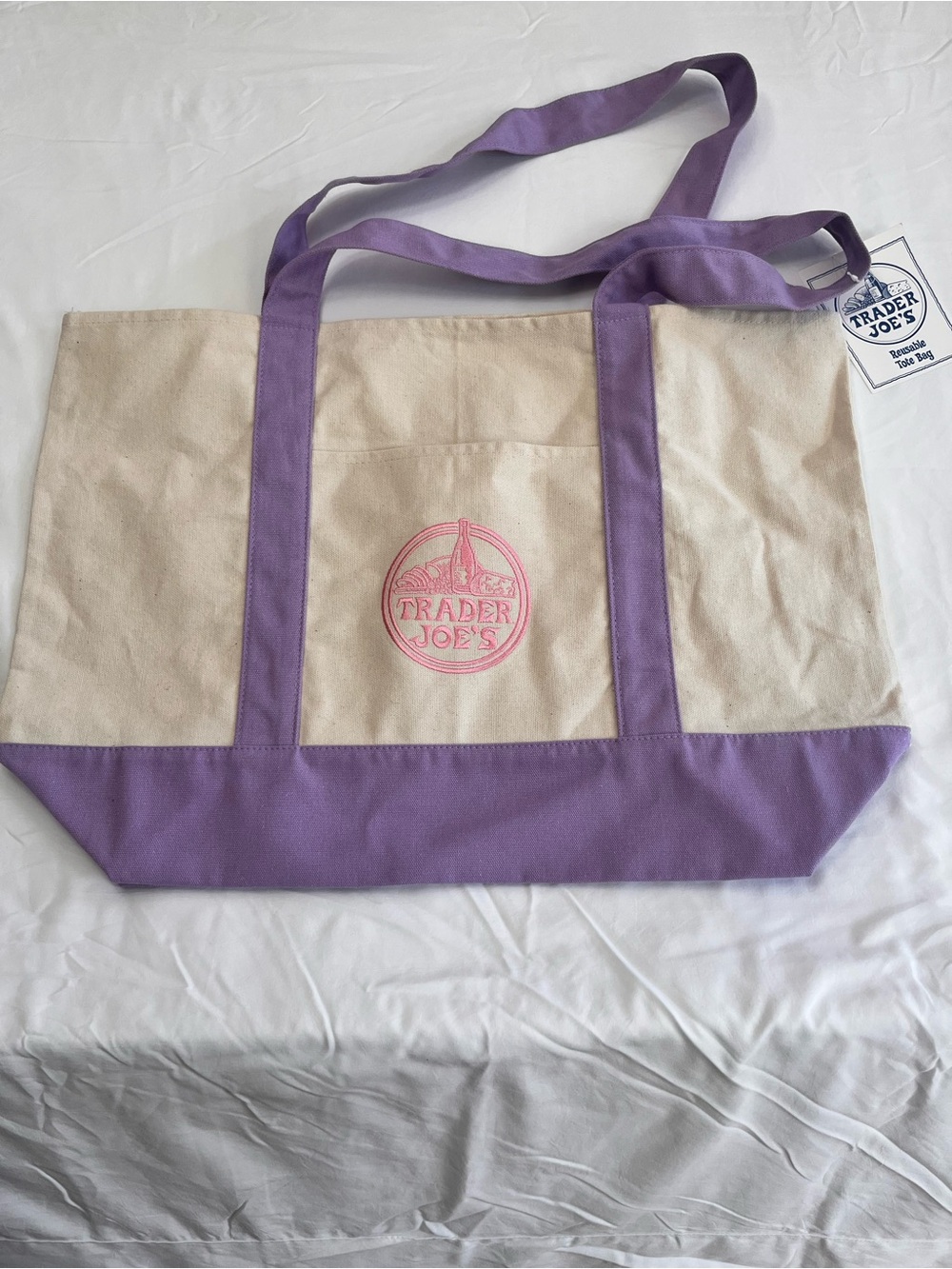 Trader Joe's Viral Lavender Canvas Tote Bag. Sold out in stores NWT